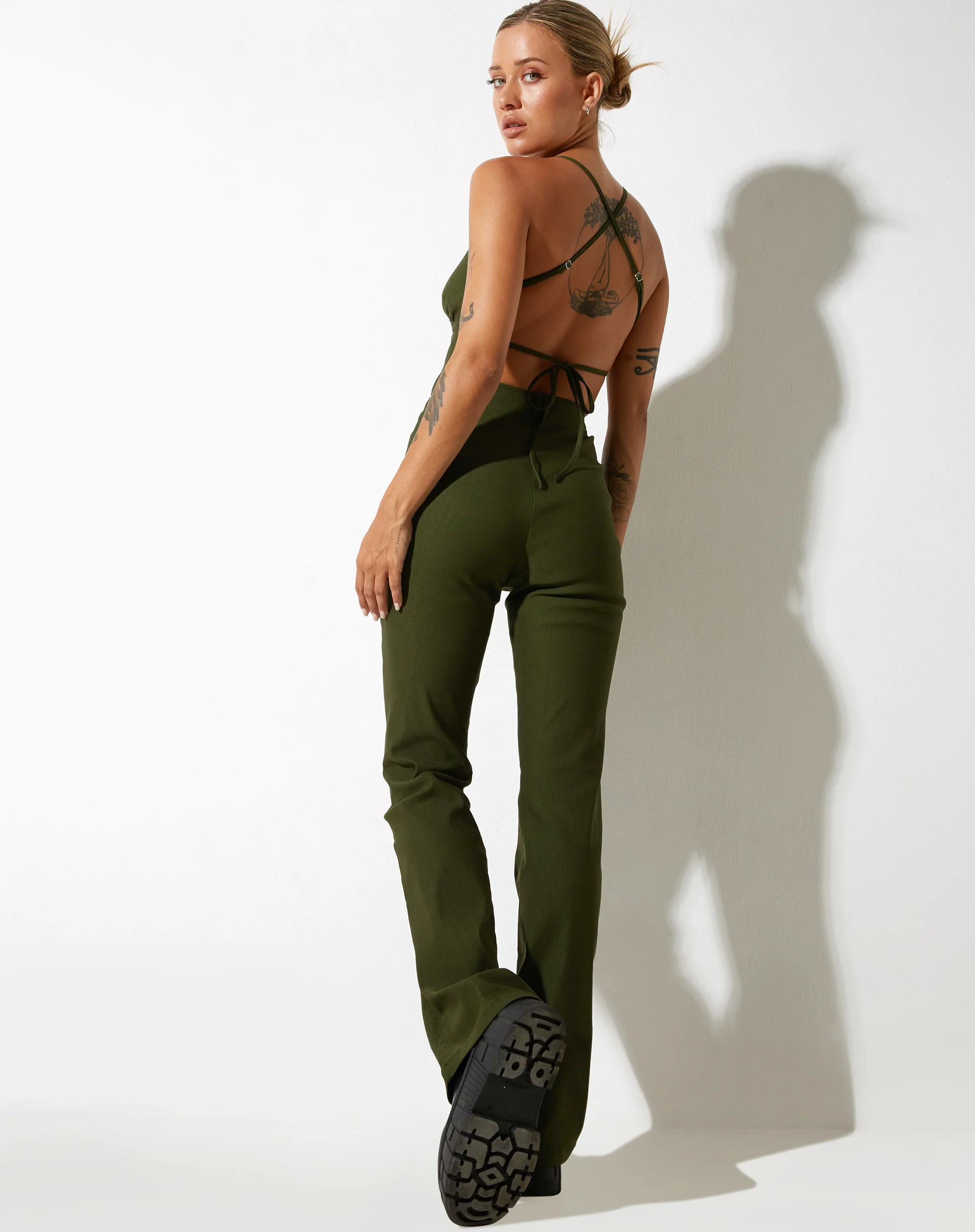 Zorah Flare Trouser in Tailoring Olive - Image 4