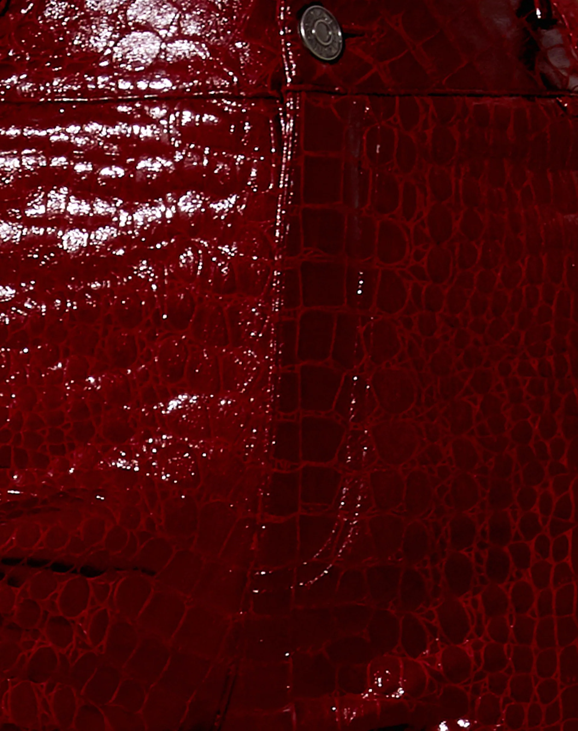 Zoven Trouser in Croc PU Burgundy - Image 6