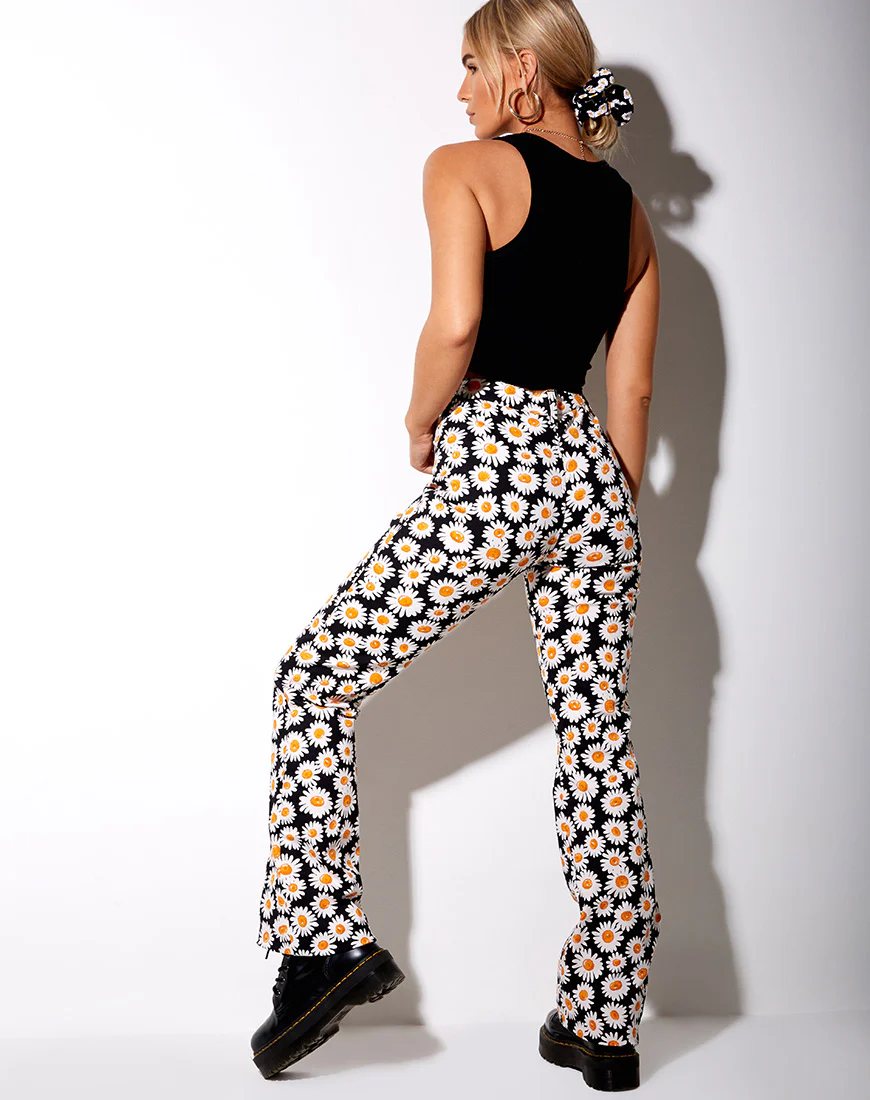 Zoven Trousers in Daisy Love Black - Image 2