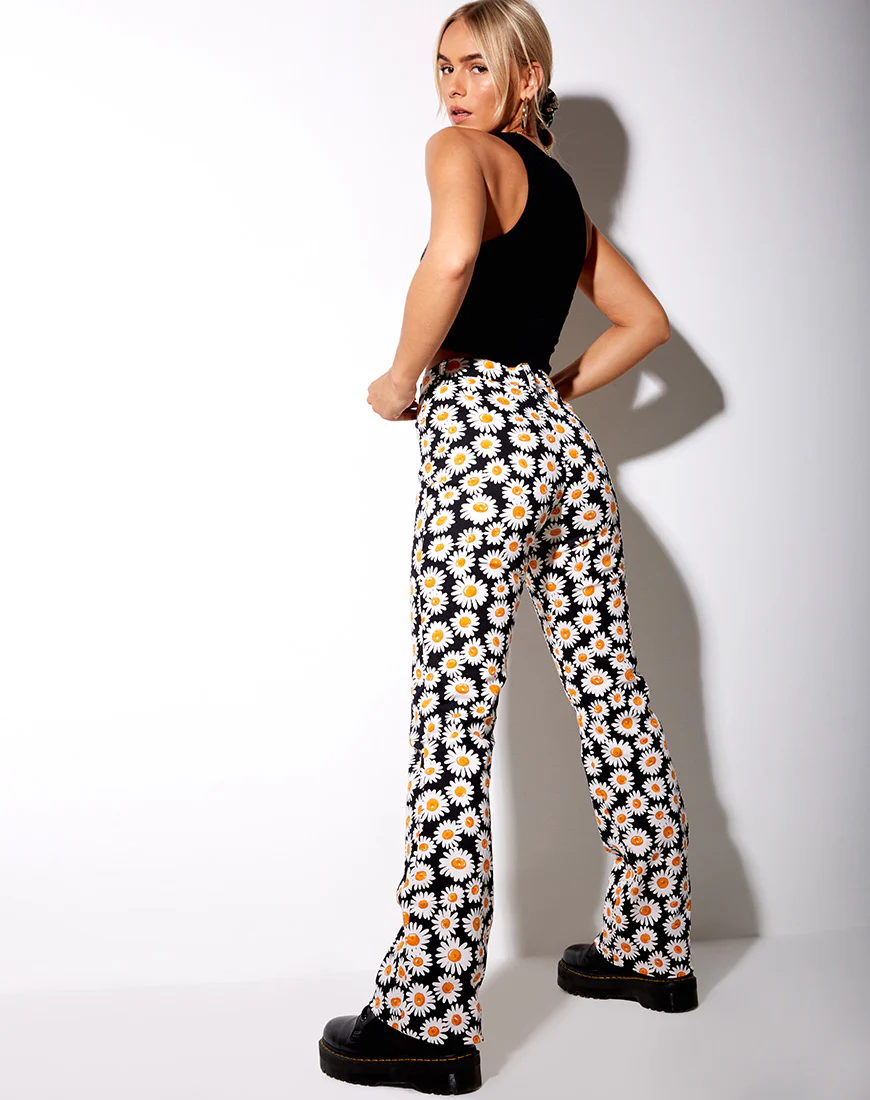 Zoven Trousers in Daisy Love Black - Image 4