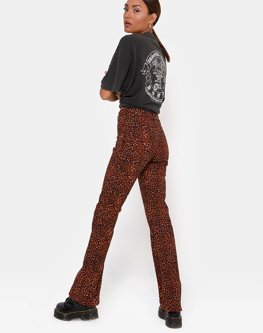 Zoven Trouser in Ditsy Leopard Orange - Image 2