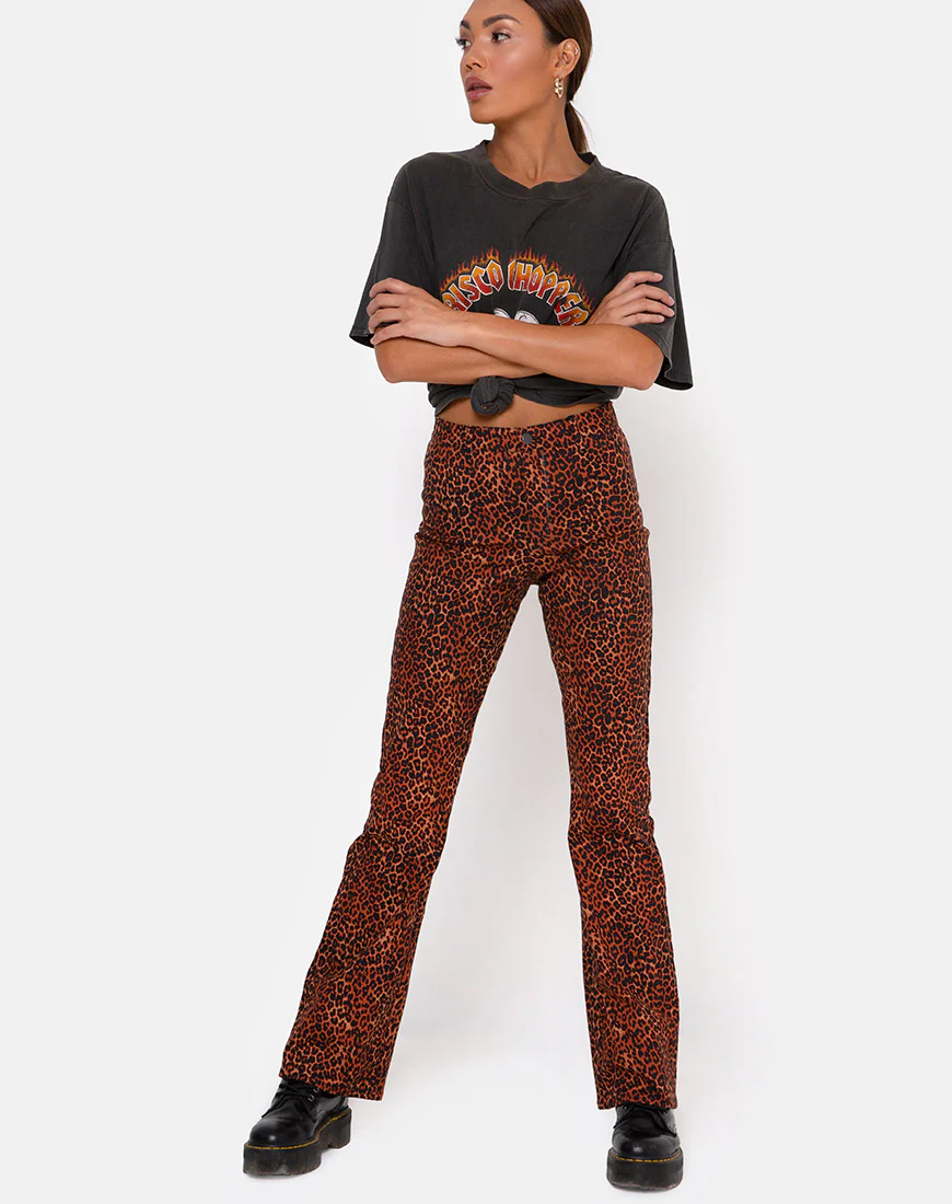 Zoven Trouser in Ditsy Leopard Orange - Image 3