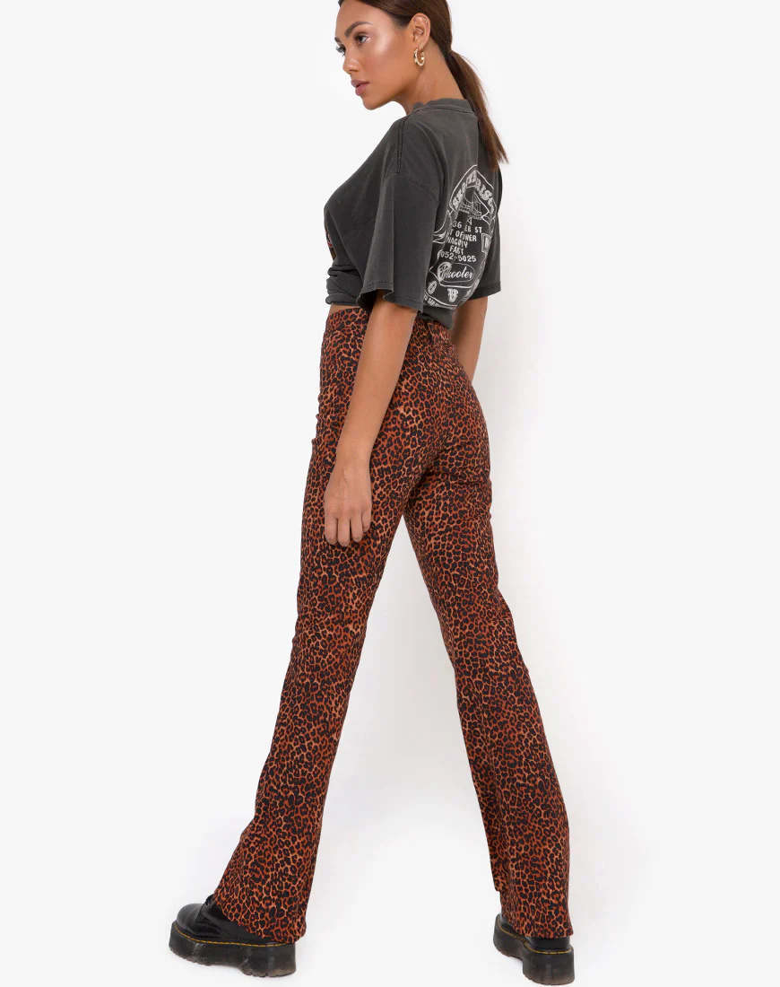 Zoven Trouser in Ditsy Leopard Orange - Image 4