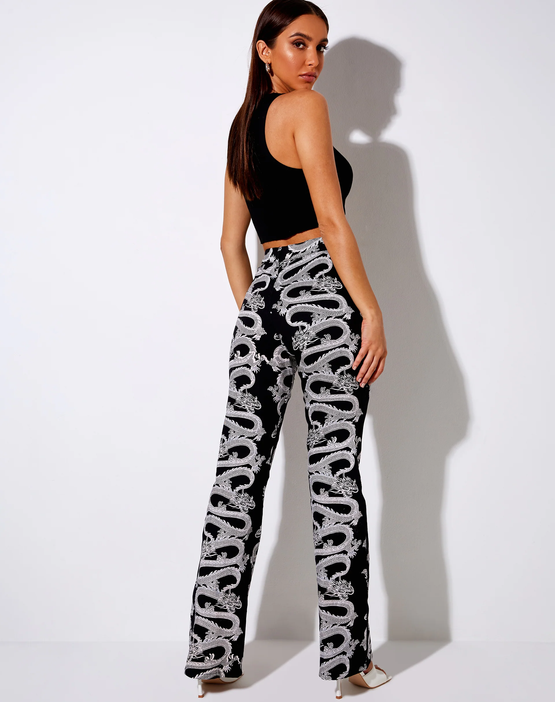 Zoven Flare Trouser in Dragon Rope Black Placement - Image 6