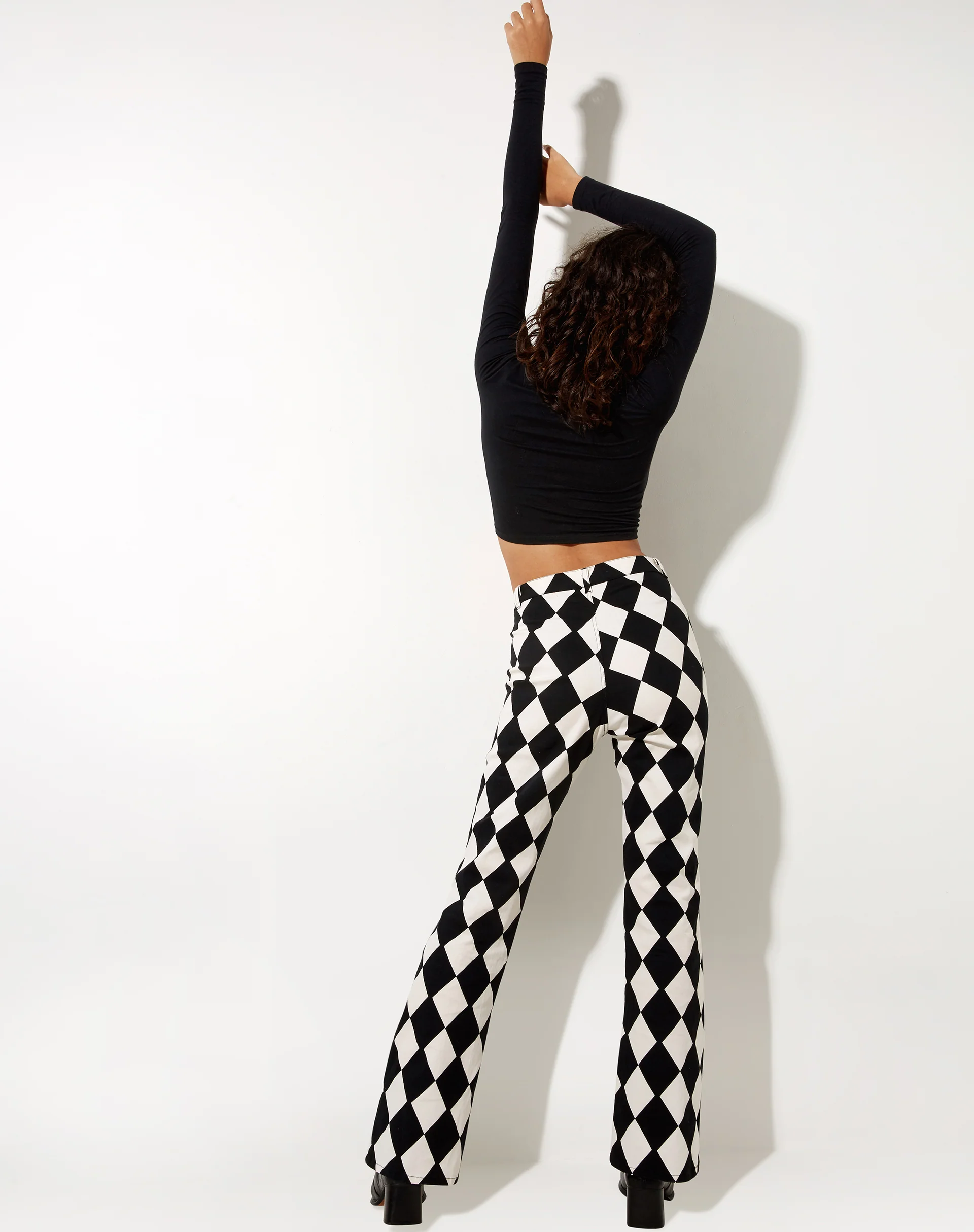 Zoven Flare Trouser in Harlequin Black and White - Image 2