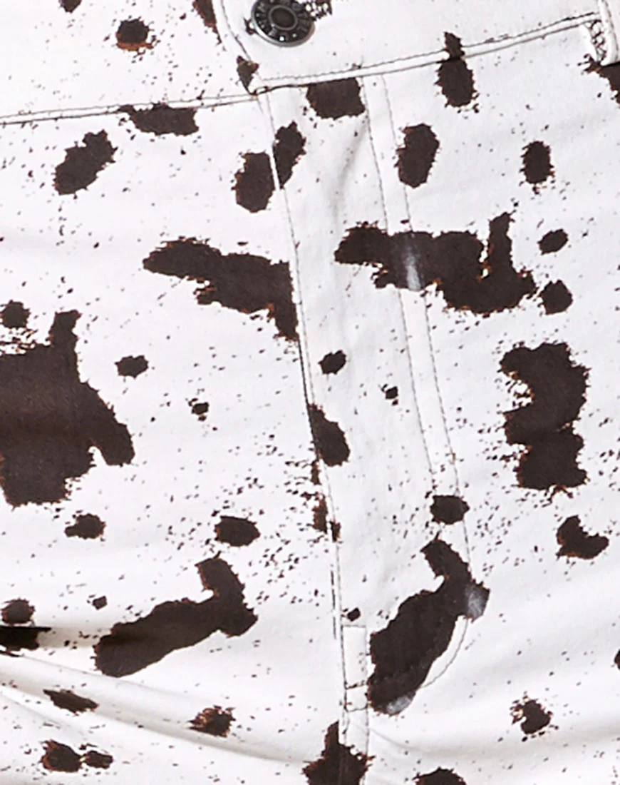 Zoven Flare Trouser in Mini Cow Black and White - Image 7