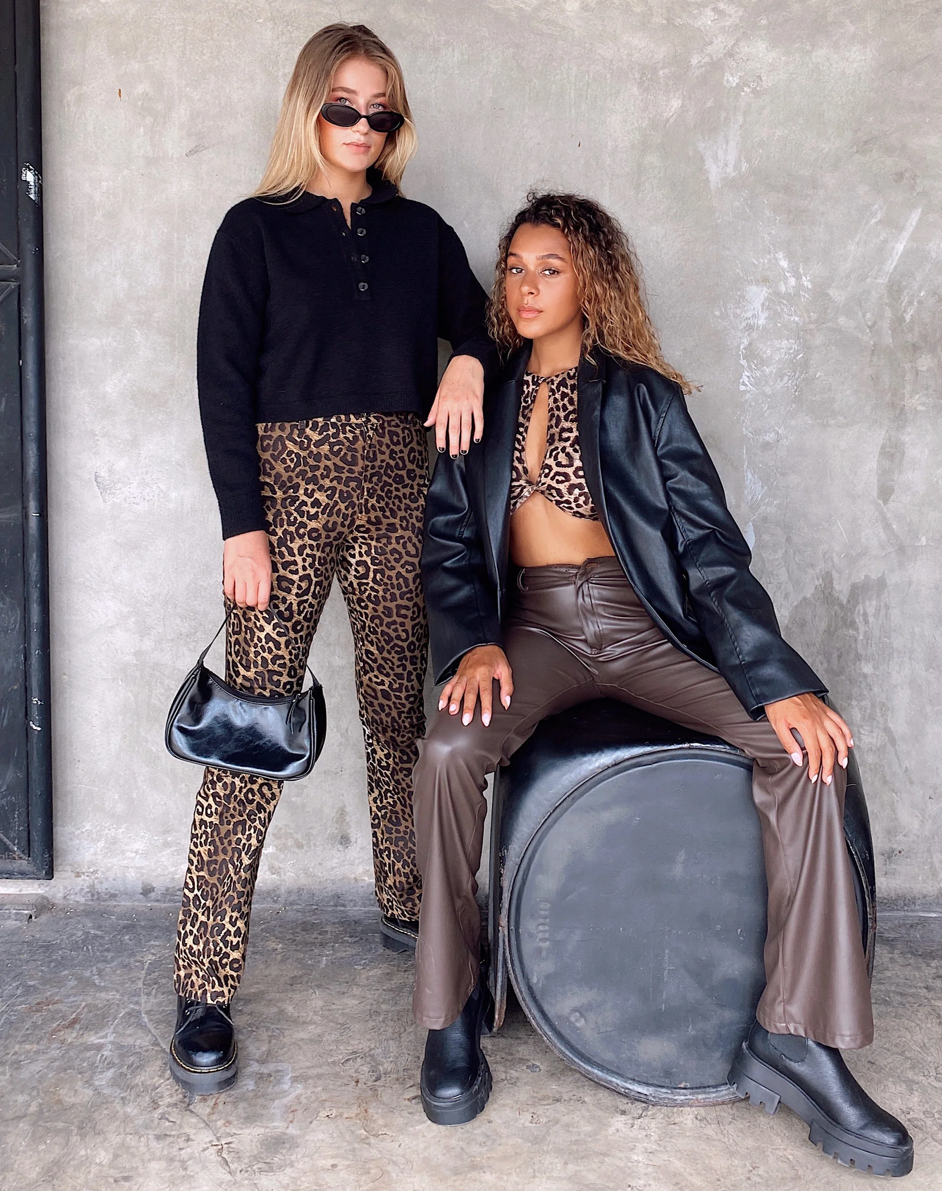 Zoven Flare Trouser in Night Leopard Brown - Image 2
