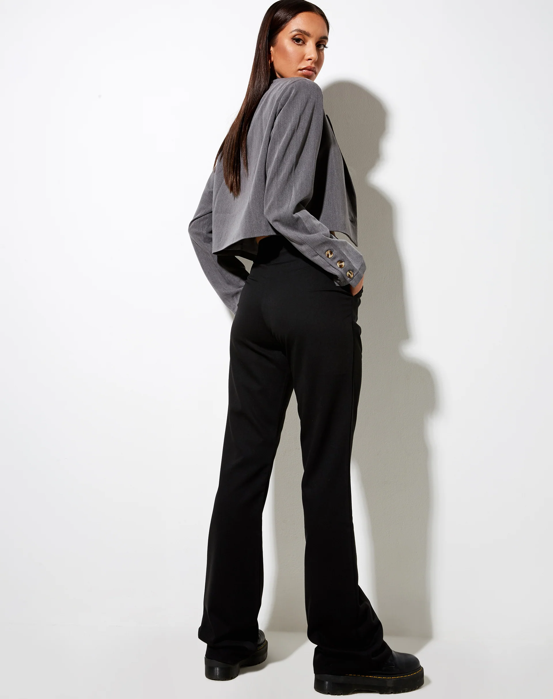 Zoven Flare Trouser in Tailoring Black - Image 4