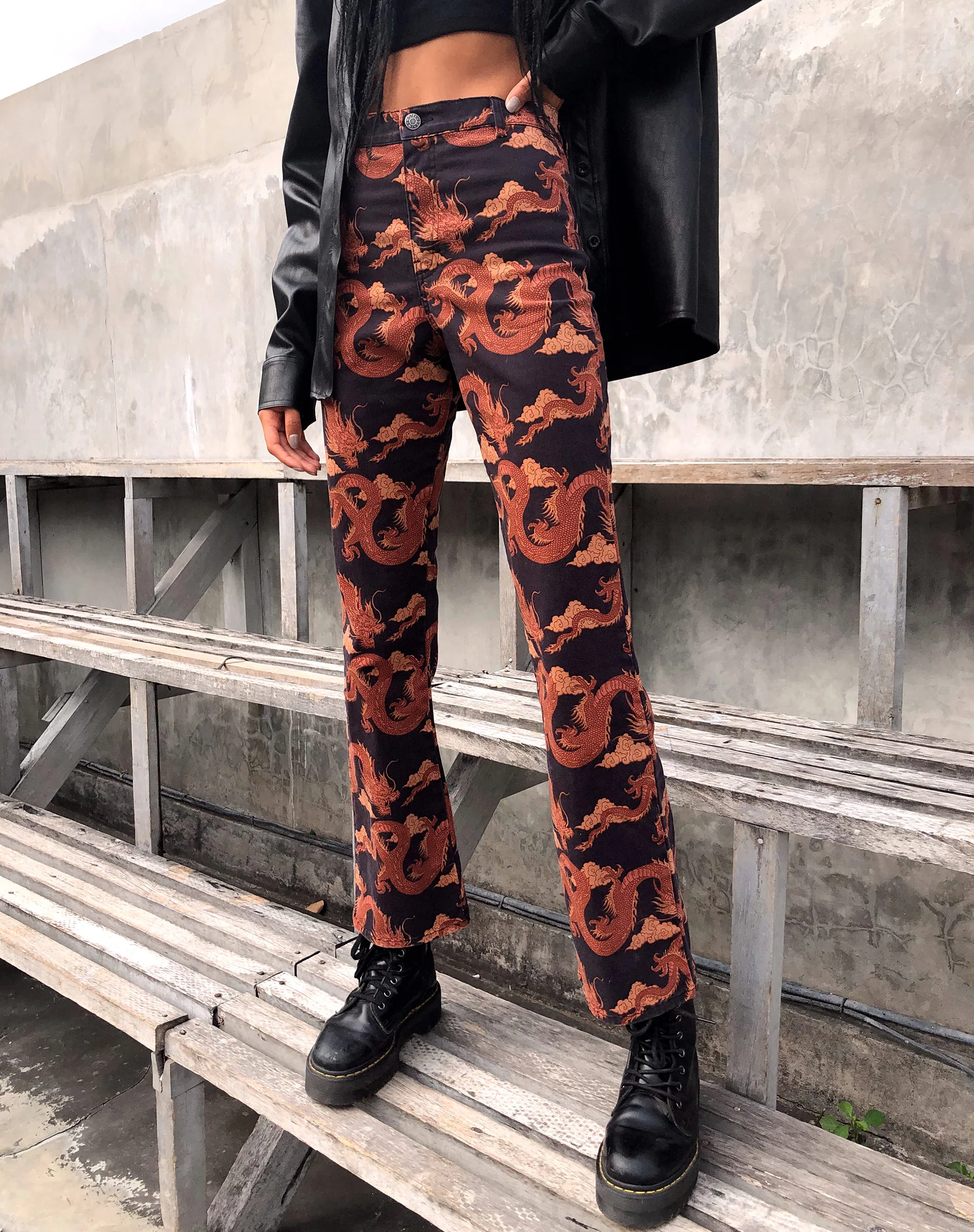 Zoven Flare Trouser in Tonal Dragon Orange - Image 2