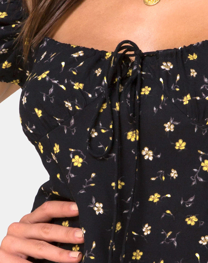 Zudema Mini Dress in Pretty Petal Black - Image 5