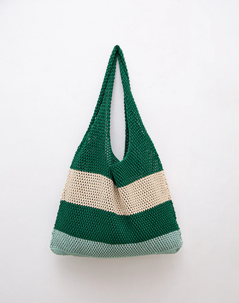 Zuni Knitted Green and Blue Stripe Bag - Image 2