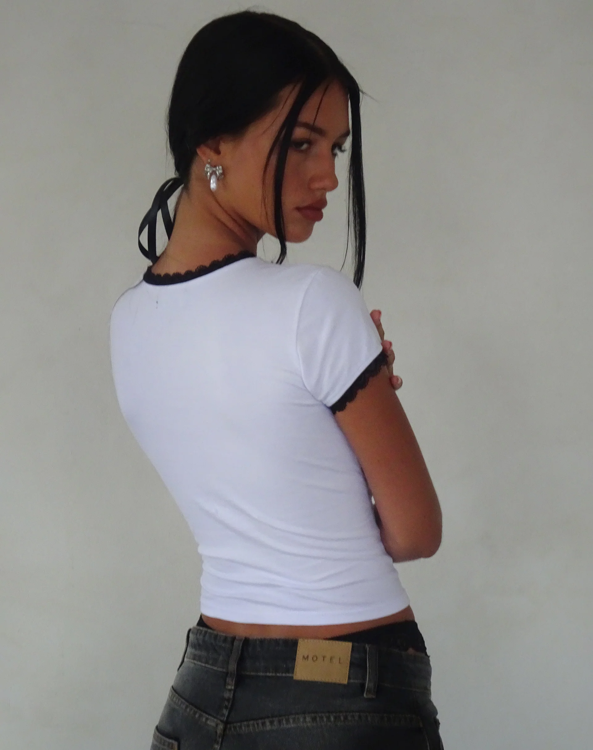 Zyzy Baby Tee in White with Heartbreaker Print - Image 5