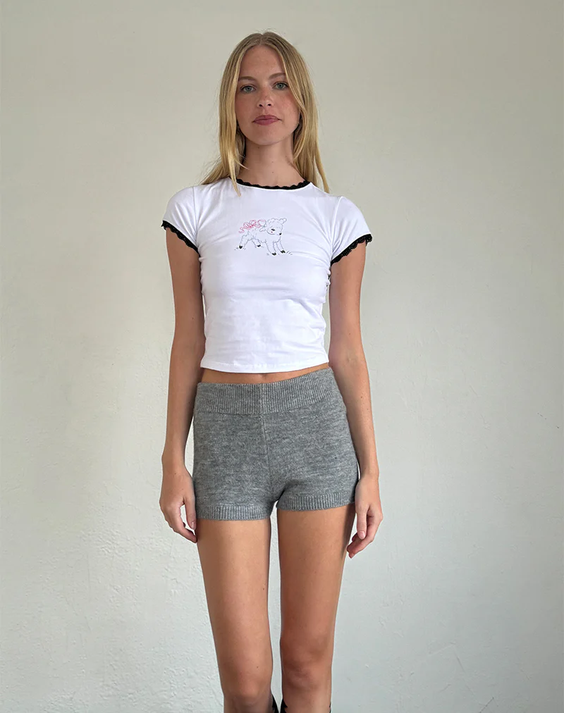 Zyzy Baby Tee in White with Sheep Print - Image 4